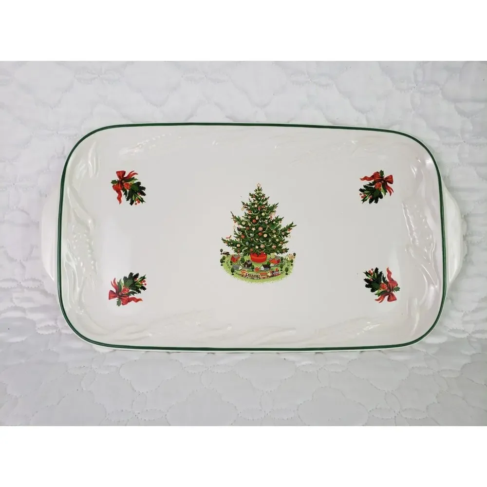 Pfaltzgraff Platter Christmas Heritage Ceramic Serving Tray Holiday Seasonal